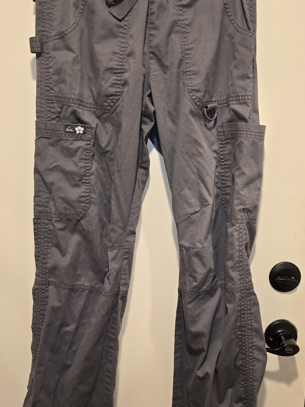 KOI Gray Utility Cargo Scrub Pants